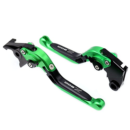 Green Folding Extendable Brake Clutch Levers For Kawasaki Z800 2013-2016 - Thumbnail 2