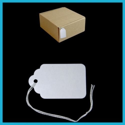 1000 Bright White Strung Tickets 48mm x 30mm Price Tags String Swing Labels Tag