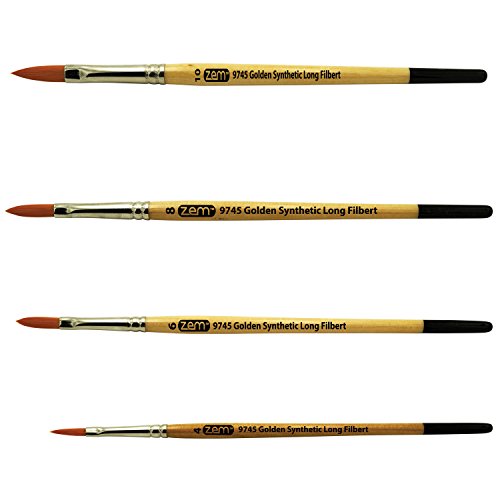 Купить Student Golden Synthetic Long Filbert Cats Tongue Brush Set