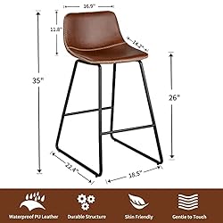 HeuGah Bar Stools Set of 4,Faux Leather Counter