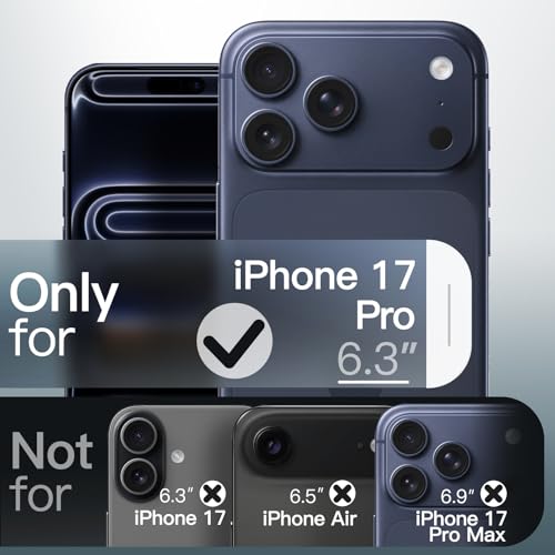 JETech Matte Case for iPhone 17 Pro 6.3 Inch, Military Grade Drop Protection Anti-Shock, Minimalist Frosted Translucent Backing, Anti-Fingerprint (Dark Blue)