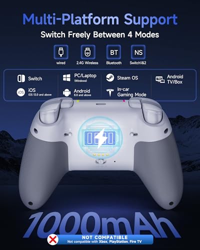 EasySMX X05Pro Charging Dock Controller for PC/Switch/Phone, Silent Button, 1000mAhBattery, Ergonomic Skin-Like Grip X05 Pro Wireless Controller,RGB, Dual Triggers, Hall Joysticks,Programmable