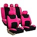 FH Group FB030115 Light & Breezy Flat Cloth Full Set Car Seat Covers Set, Airbag & Split Ready w. Gift, Pink/Black- Fit Most Car, Truck, SUV, or Van