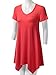 URBANCLEO Womens Short Sleeve V-Neck Tunic Top Long T-Shirt Coral XLarge