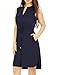 Allegra K Women's Sleeveless Drawstring Tie Waist Dress with Pockets Blue M
