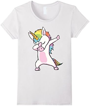 Womens Unicorn cute dabbing T-Shirt Funny Dab Dance Gift Shirt Medium White