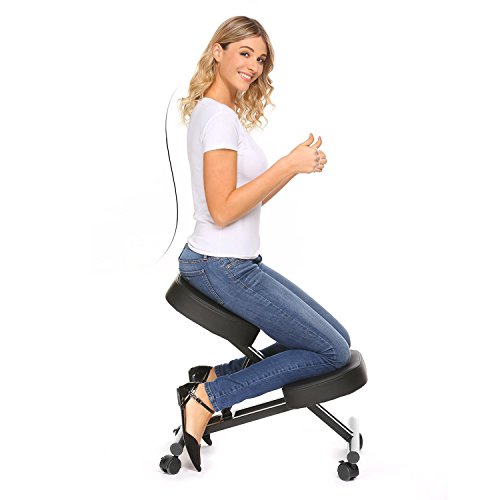 Kaluo Healthy Ergonomic Kneeling Chair - Posture Corrector Chair Stool for Home Office with Rollers Heavy duty