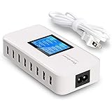 Multiple USB Charger, 60W/12A 8-Port Desktop Charger Charging Station Multi Port Travel Fast Wall Charger Hub LCD Smart Phones, Tablet More (White)