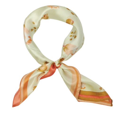 Wrapables 100% Silk Neckerchief Square Scarf, Coral Tulips