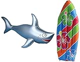 Inflatable Surf Board and Shark Luau Decoration Theme Beach Pool Toy