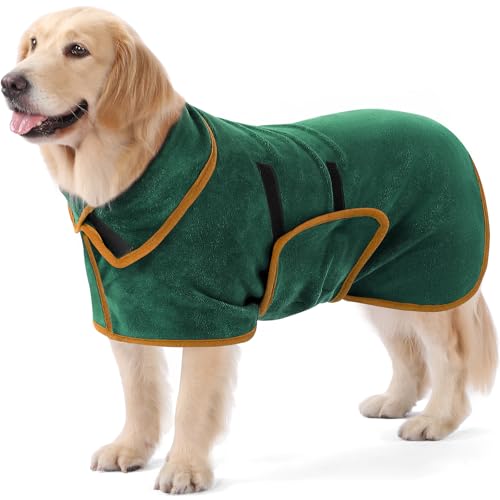 PETTOM Microfibre Dog Bathrobe, Quick-Drying, Cotton Bathrobe, Super Absorbent, Bathrobe for Large, Medium and Small Dogs (S, Green) — image 1