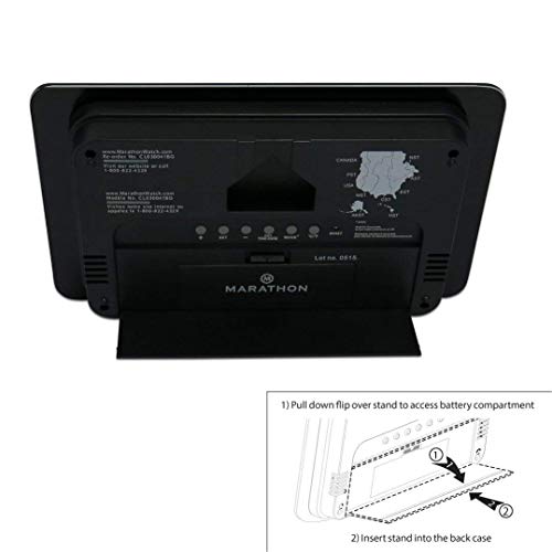 image for Marathon CL030033BK Atomic Self-setting Self-adjusting Wall Clock w/St