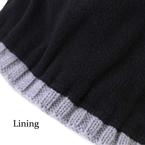 Exemaba Baby Boys Hairball Beanie Cap - Toddler Winter Warm Crochet Knitted Pom Pom Hat with Fleece Lining(Navy Blue Stripe,M) - Thumbnail 6