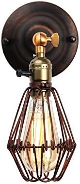 KLSD Modern Vintage Industrial Loft Metal Rustic Wall Scone Edison Screw Birdcage Wall Lamp, Adjustable Head with E27 Socket for House, Bar, Restaurant, Coffee Shop, Club Decoration