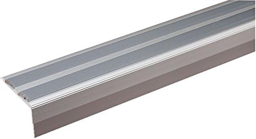SELF ADHESIVE ALUMINIUM NON SLIP STAIR EDGE NOSING 40x20mm (Silver With Gray Insert)