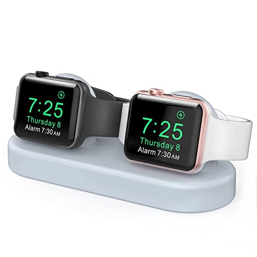 Delidigi Dual Charging Stand Dock Silicone Double Charger Stand Holder Compatible with Apple Watch Series 7/SE/6/5/4/3/2/1(45/44/42/41/40/38mm),Charger NOT Included