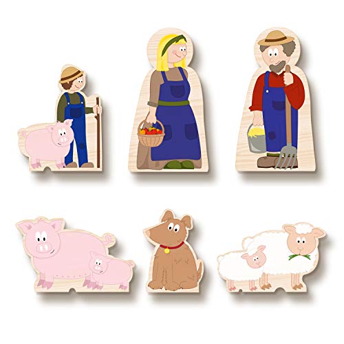 yoamo Bauernhof für Kinder inkl. Adventskalender mit 24 Holzfiguren, hochwertigem Spielkoffer und weihnachtlicher Tier-Geschichte, Mehrfarbig, 27-teilig (1 Set) – Bild 8