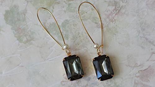 Rhinestone Earrings,Black Diamond Earrings,Art Deco Earrings,Anniversary Gifts,Gift for Her,Casual Earrings,Everyday Earrings,Great Gatsby Earrings,Handmade