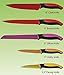 Kitchenson RAZOR SHARP 6-Piece Colored Kitchen Knife Set with Acrylic Knife Block, Non-Stick Colorful Knife Set, Stainless Steel Blade Anti-Slip Handle, Chef, Bread, Slicer, Utility, & Paring Knife