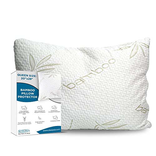 Sleepsia Supersoft Bamboo Queen Pillow Protectors (2 Pack 20"x28