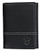 Timberland Men's Buff Cloudy Leather RFID Exclusive Trifold Wallet (Charcoal)