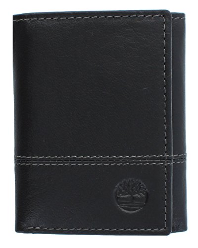 Timberland Men's Buff Cloudy Leather RFID Exclusive Trifold Wallet (Charcoal)