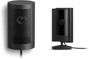 All-new Ring Outdoor Cam Plus Plug-In, Black with Ring Indoor Cam, Black