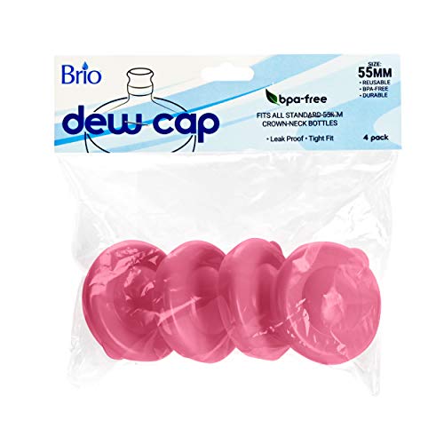 Brio Dew Cap Crown Top Replacement Cap - 4 Pack - 55mm Snap On Cap for Crown top lids for 3 & 5 Gallon Water Bottles (Pink) - Thumbnail 4