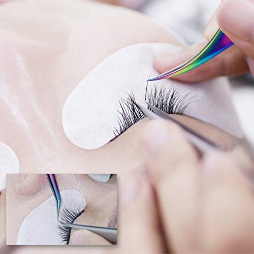Rainbow Tweezers Kit Anti-Static Precision Stainless Steel Tweezers for Eyelash Extension Nail Art Ingrown Hair Craft Work 5 Pcs - Thumbnail 4
