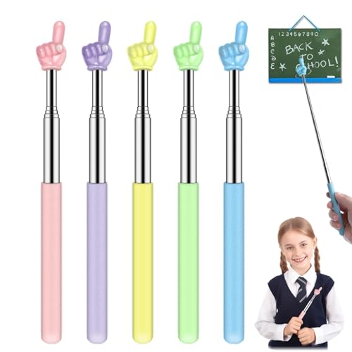 5PCS Teacher Finger Pointer Stick - Telescopic Teachers Pointer for Classroom Mini Extendable Hand Pointer Stick for Elementary School Kindergarten Teacher Supplies (5PCS)