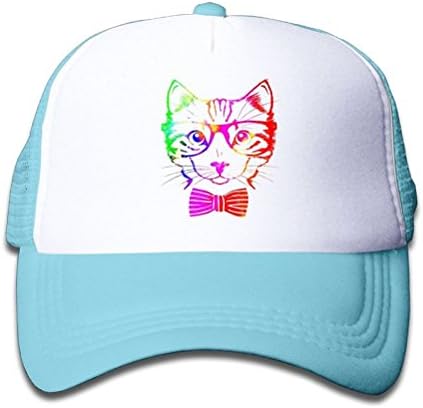 Storm Town Hats For Kids Youth Sport Caps Red Bow Tie Cat Baseball Cap Adjustable Grid Cap For Children Skyblue