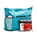 Large Foldable Beach Bag With Zipper - XL Foldable Tote Bag For Travel And Shopping - Large Tote Bag With Many Pockets (Turquoise)