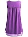 Cestyle Women Sleeveless Shirts, Juniors Flowy Crepe Button Cool Soft Crew Neck Pleated Drape Chiffon Blouse Tank Top Purple L