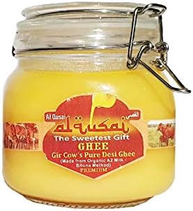 Al Qusai Gir Cow's Pure Desi Ghee (905 Grams) – A2 Milk Ghee Made with Traditional Bilona Method | 100% Pure Ghee | Ideal for Cooking, Baking, and Health Benefits 1 Litre Pet Bottle