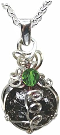 Birthstone Jewelry Meteorite Pendant Necklace with Peridot Accent Sterling Silver