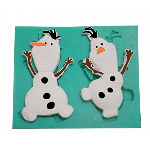 Longzang Frozen 2 Cavity Snowman Olaf Art Deco Silicone Mold Sugar Craft DIY Gumpaste Cake Decorating Clay