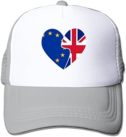 CCbros Heart Flag EU UK Britain Exit European Union Running Mesh Back Hat Caps One Size Fit All Ash