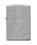 Zippo US Navy Boat and Anchor Brushed Chrome Pocket Lighter