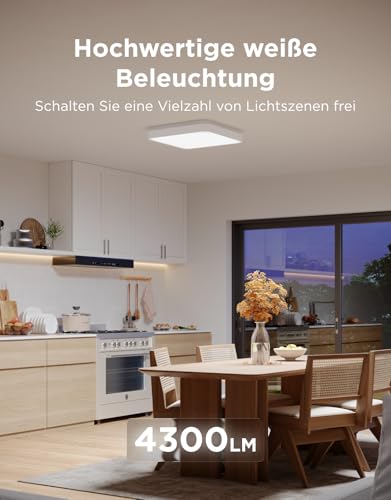 Govee RGBIC Ceiling Light, 48.5 W, Smart LED Ceiling Light, 4300 lm, Compatible with Matter, Alexa & Google Assistant, LED Ceiling Light, Diameter 38 cm, Dimmable with Backlight for Living Room