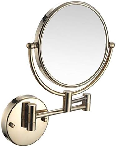 CUUYQ Makeup Vanity Mirror, Two-Sided Wall Mounted Multiple Magnification Bathroom Mirror 360° Swivel Extendable Cosmetic Mirror 8inch,Gold_10x