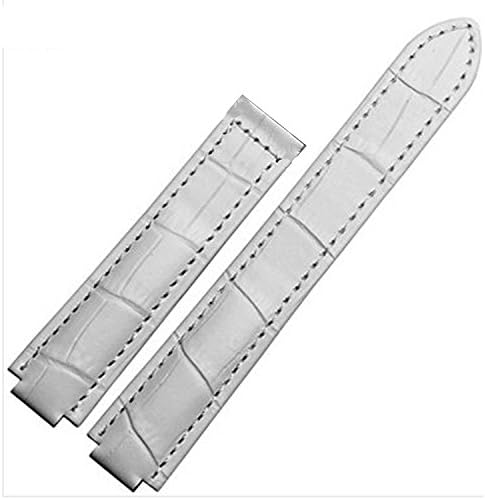 18mm 20mm White Crocodile Grain Leather Watch Strap Compatible for Ballon Bleu (20mm)