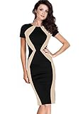 Vfemage Womens Elegant Optical Illusion Contrast Slim Wear To Work Dress