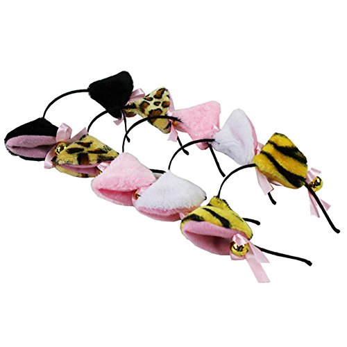 BAOBAO Fur Cat Cat Fox Ears Headband Bell Bow Hair Hoop Halloween Cosplay Costume