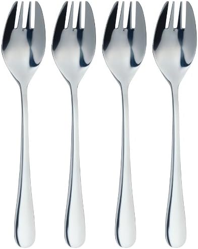 MasterClass 4-Piece Stainless Steel Spork Set, Cutlery, 17 cm, Silver, 17 x 3 x 1 cm