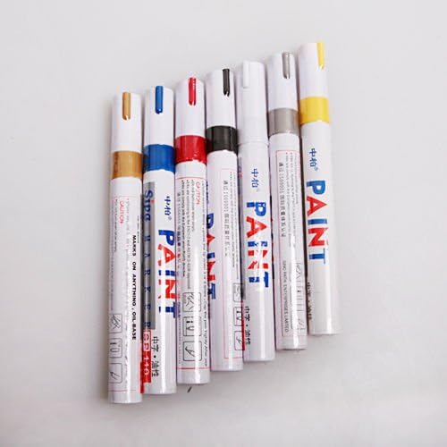 Shallen 7PCS Car Auto Tyre Tire Tread Marker Paint Pen For Metal Wood Glass Paper Write
