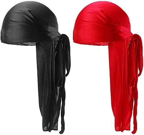 HADM Silky Durags for Men/Womens Waves Cap,Extra Long-Tail Holographic Headwraps for 360 Waves