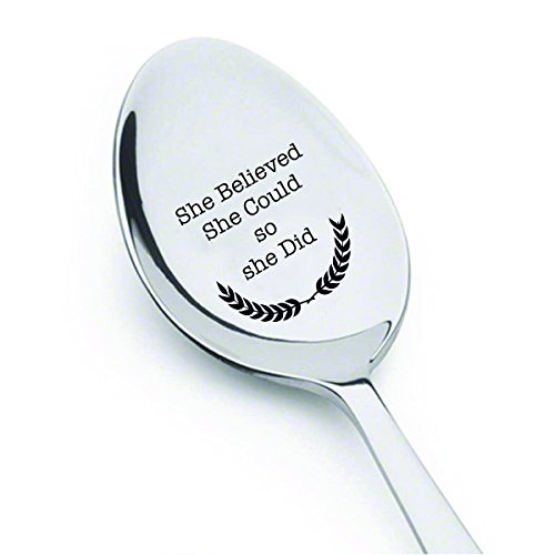 She Believed She Could So She Did - Engraved Spoon - Coffer Lover - Gift For Her - Inspirational Quote - Great Gift - Unique Law School Gift Ideas For Grads