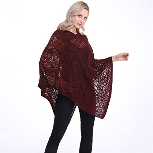 Leoparts Women Soft Knitted Pullover V Neck Batwing Poncho Cape Spring Sweater Cloak Shawl