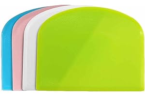 4 Pieces Plastic Dough Scraper, Bowl Scraper, Dough Scraper for Bread Dough Baking Cake Fondant Icing(White, Green, Blue, Pin