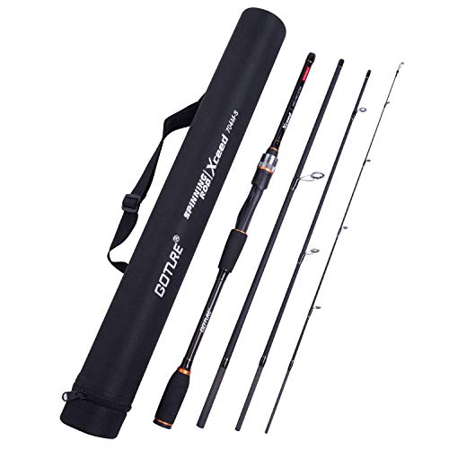 Goture Fishing Rods - Casting & Spinning Fishing Rods - Portable 4 Sections Lightweight Carbon Fiber Poles M Power MF Action 6.6ft - 10ft